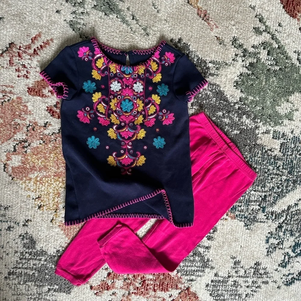 Osh Kosh Genuine Kid Embroidered Tunic Dress + Carter’s Bottoms Girl 4T Boho